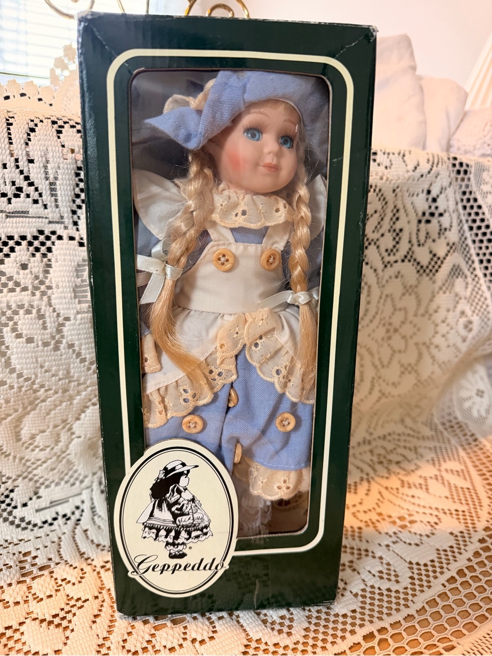 Vintage Geppeddo Blonde Porcelain Doll - T122B